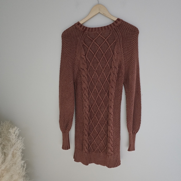 American eagle copper auburn  fall sweater dress cable knit size small petite - Picture 4 of 5